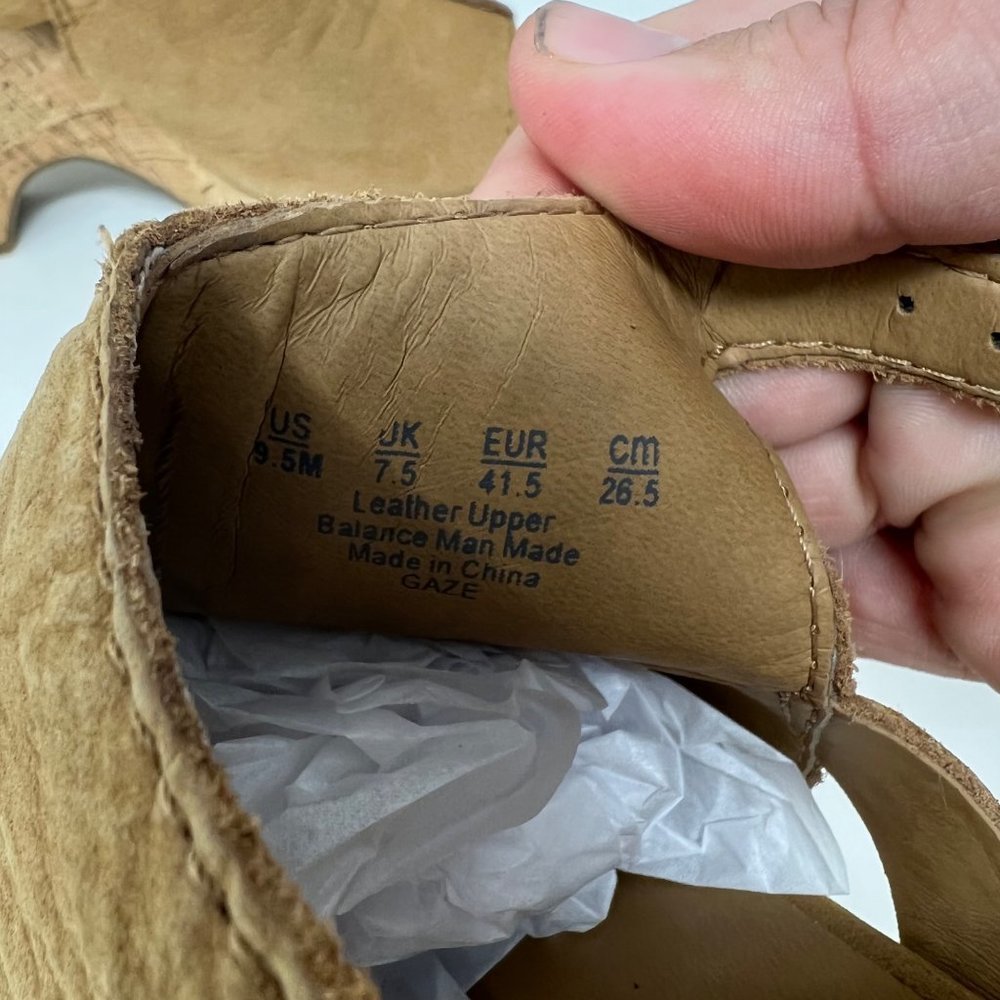 FRANCO SARTO Tan Suede Leather Wedge 5" Heel Open Toe Sandal Size 9.5M - Picture 7 of 16